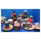 Tote of Christmas,tins. Wood