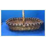 26 inch vintage basket with pine cones