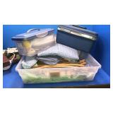 Lot of material, hangers. Totes