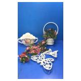 Home interior,ceramic vase. Silk