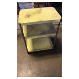 Vintage yellow tea cart metal