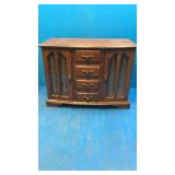 Wood and glass jewelry box