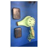 Vintage hairdryer. 2 usn soap tins