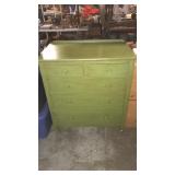 5 drawer dresser on rollers green vintage