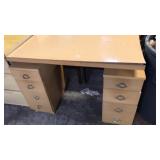 Blonde vintage desk. Some veneer damage