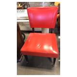 Vinyl and wood red chair