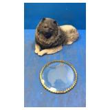 Keeshond dog snd glass hanger