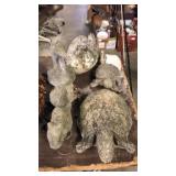 Cement turtle,squirrel,duck outside deco