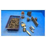 Vintage guard lock,knives,nails. More