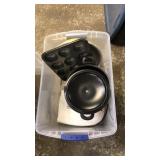 Tote with George Foreman and pans