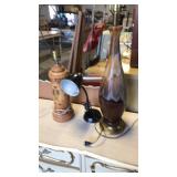 3 vintage lamps. Ceraand metal