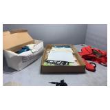 Handheld Car vac, sticker letters, ratchet strap