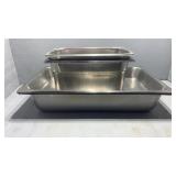 4 stainless steel food trays
