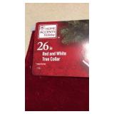 8. 26 inch red and white tree collar 8. 26 inch red and white tree collar