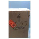 Chandelier Brushed nickel , etched white glass Chandelier Brushed nickel , etched white glass