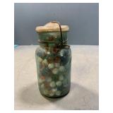 Ball Jar full of marbles 8" tall