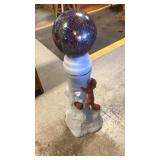 Cement stand w squirrel  and glazing ball