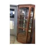 Corner curio cabinet glass shelves loaded sliding