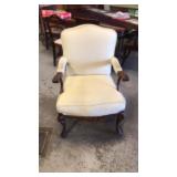 Wood and upholstery sitting chair