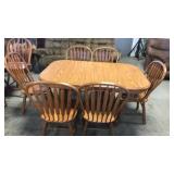 40x60 table 6 chairs  2 leafs oak. Nice