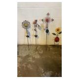 Yellow flower , owl light , cross yard stake,