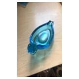 Blue solid glass duck