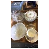 Clear and flowered dishes