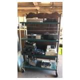 Metal shelf on wheels  without contents