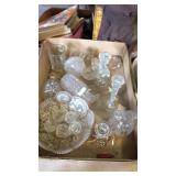 Clear glass candle holders,salts,cups