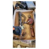 Vintage drill, igniter, hammer, and horn