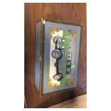 Wood box with Christmas deco cars