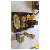 Bird,fish vases,old planters