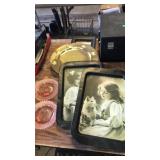 Pink plates metal trays