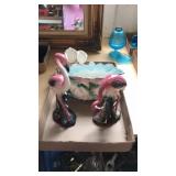 Ceramic birds,planters