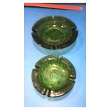 2 green ashtrays