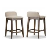 2 upholstered  bar stools wood legs. 26 inches New