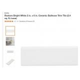 2x6 bullnose ceramic bright white 2 boxes 30pcs