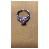 Sterling size 10 pink stone ring