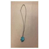 Sterling necklace w green stone