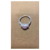 Sterling size 11 pink stone