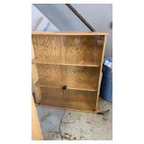 Wood cabinet. Glass doors