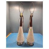 A pair of lamps no shades