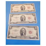 1 1953 B and 2 1953 DOLLAR BILLS
