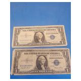 1 1935 E and 1 1957 B DOLLAR BILLS