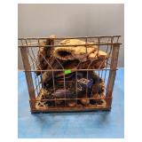 Crate with baseball gloves