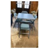 Blue padded  Card table and 4 chairs nice!