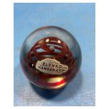 Blenko red swirl paperweight