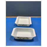 Pyrex  baking dishes. Green flowers (2)