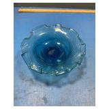 Ruffle blue stemware dish