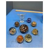 9 assorted paperweights